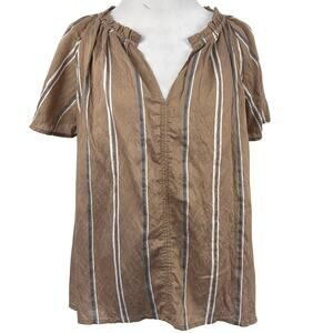 GAP Striped Boho Peasant Blouse Lightweight Brown Stripe Top Women Medium